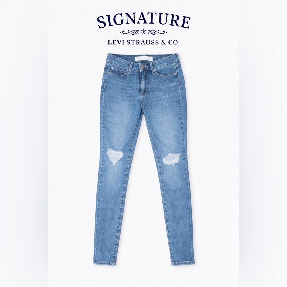 Levi’s Signature High Rise Super Skinny Distressed Jeans Light Wash Size 4/27